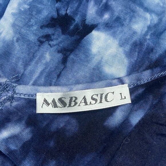 MSBasic Size L Blue Tie Dye Sundress Spaghetti Dress Boho Hippie Flowy Beach - Picture 6 of 8